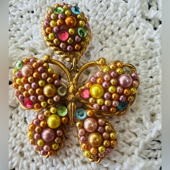 Vintage Rare Jacky De G Paris Runway Butterfly clip Earrings, HUGE OOAK - Picture 4 of 11